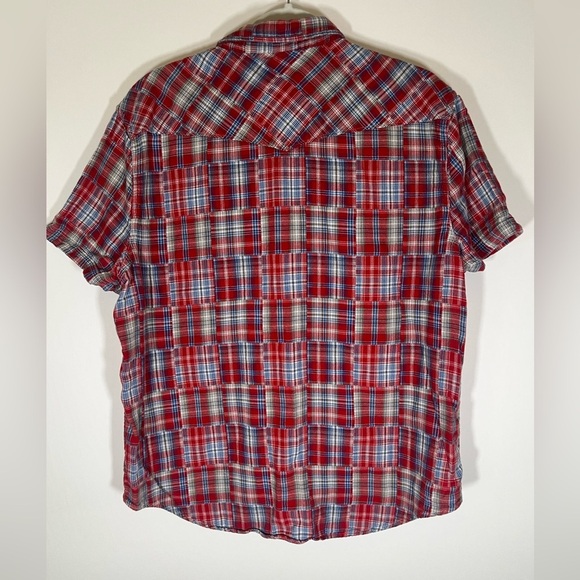 Vintage Y2K Lucky Brand American patchwork western SS pearl snap shirt XL cowboy - Picture 3 of 11